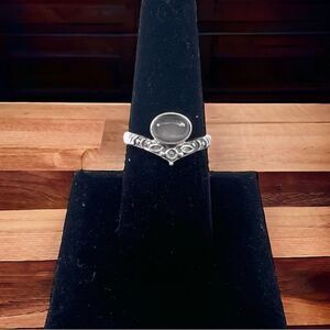 Gray Moonstone Ring Solid .925 Sterling Silver - Size 9